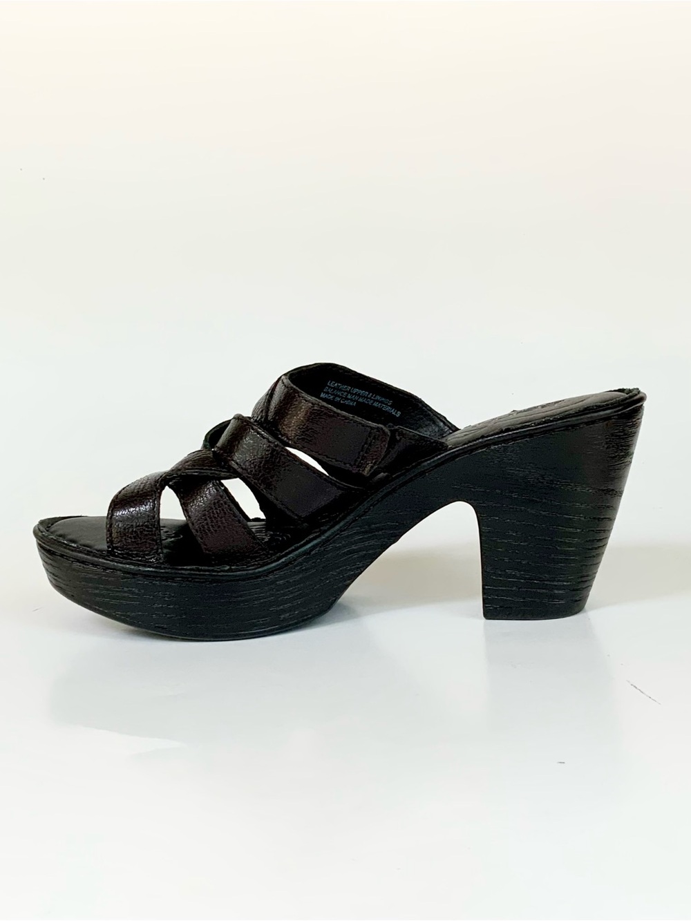 Born Women’s Black Leather ‘Dena’ Platform Sandal Heel - Picture 3 of 11